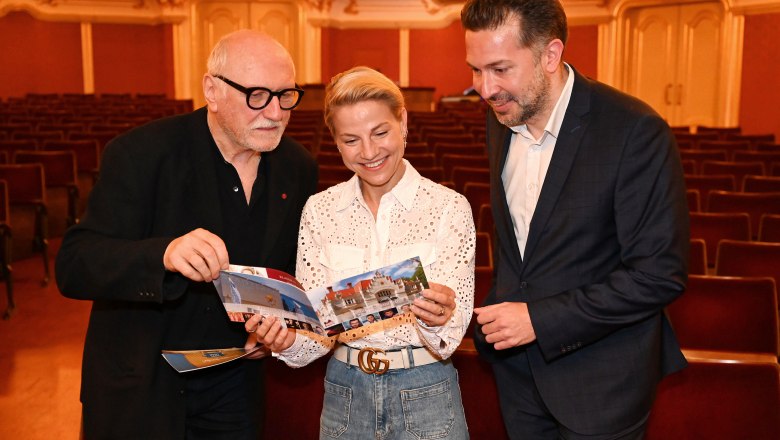 Lois Lammerhuber, Kristina Sprenger und Michael Wollinger, © Wienerwald Tourismus/Baden Media